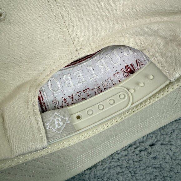 Burlebo Hat Cap Snap Back Putty White Austin Texas Patch 5 Panel Rope Mens NWT - Picture 6 of 8